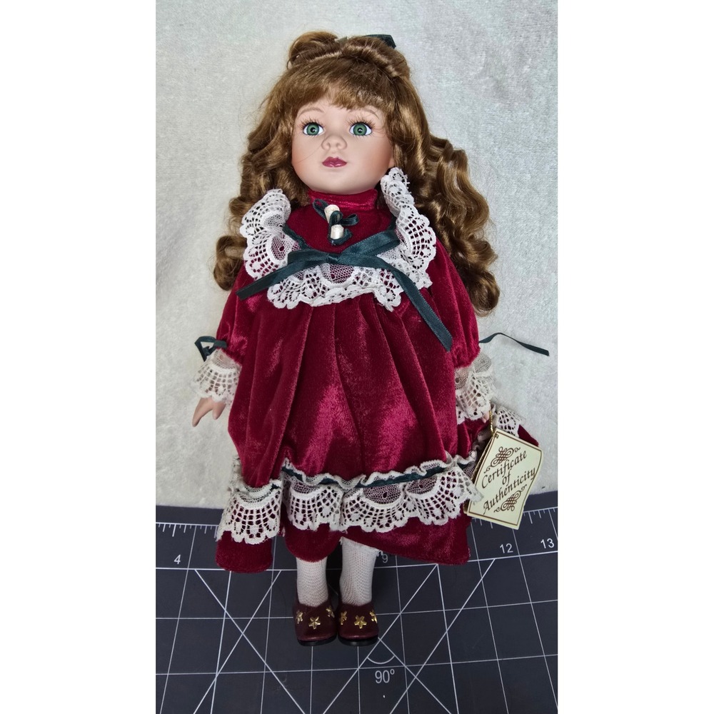 Soft Expressions Porcelain Doll Barbara Collins Burgundy Velvet Lace 12 inch